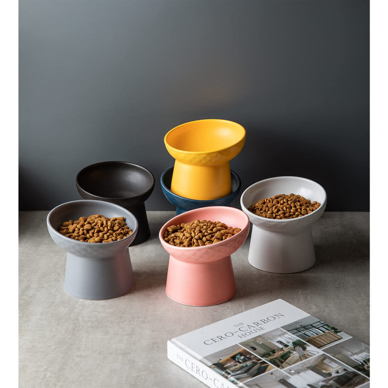 KITCHENLESTAR Small Ceramic Raised Cat Bowls, Tilted Elevated Food or Water Bowls , Stress Free, Backflow Prevention, Dishwasher and Microwave Safe, Lead & Cadmium Free White - BeesActive Australia