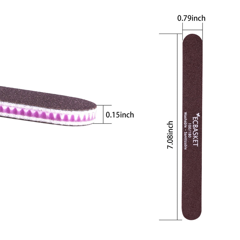 Nail Files for Acrylic Nails - Emery Board for Nails Professional Acrylic Nail File Double Sided Nail File for Natural Nails Acrylic Nails 100 180 240 Grit Washable Manicure Tools for Nail Salon Home - BeesActive Australia