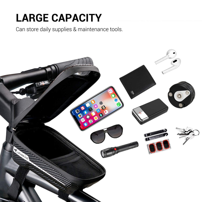 whale fall Waterproof Bike Frame Bag Bike Phone Bag Bicycle Cell Phone Holder for GPS - Bicycle Bag Frame Hard Eva Navi Pressure-Resistant Handlebar Bag TPU Touch-Screen with Sun-Visor and Rain Cover - BeesActive Australia