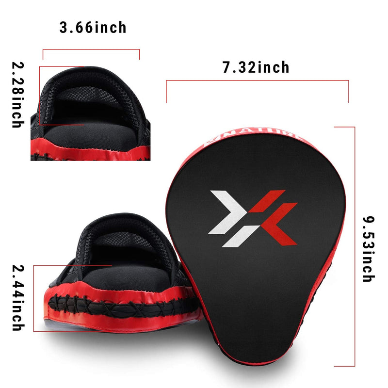 Xnature Essential Curved Boxing MMA Punching Mitts Boxing Pads w/Gift Box Hook & Jab Pads MMA Target Focus Punching Mitts Thai Strike Kick Shield for X'Mas Gift Punching Mitts A pair Red - BeesActive Australia