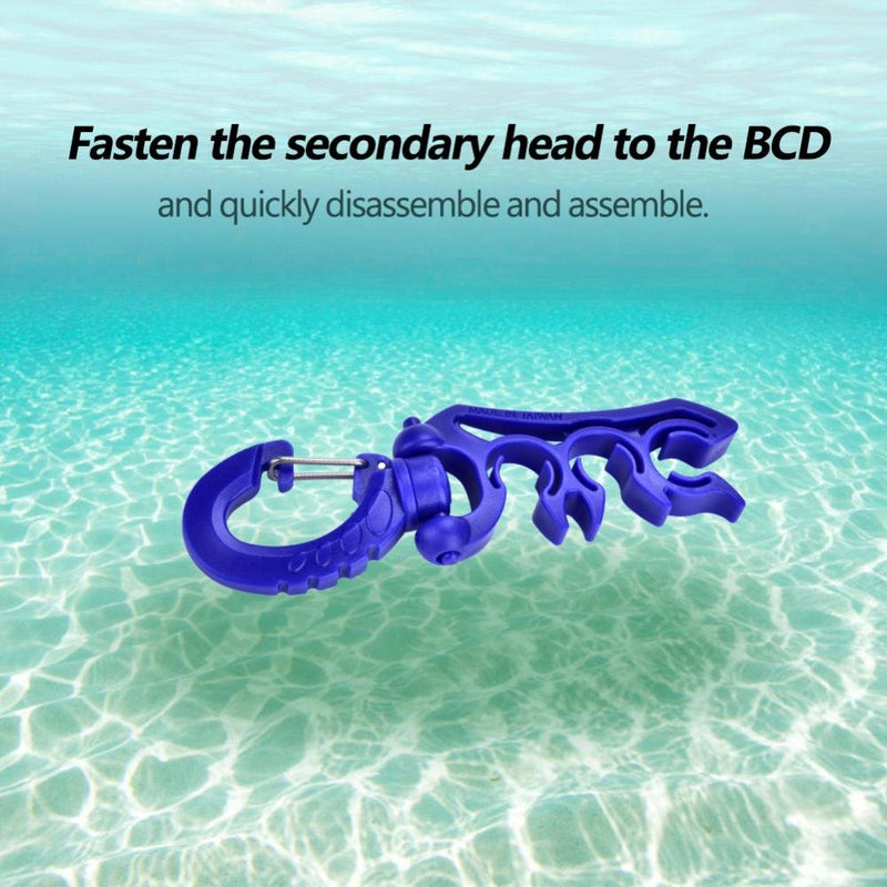 [AUSTRALIA] - Diving Regulator Hose, 3 Colors Underwater Scuba Diving Plastic Double BCD Hose Holder with Clip Hook Blue 