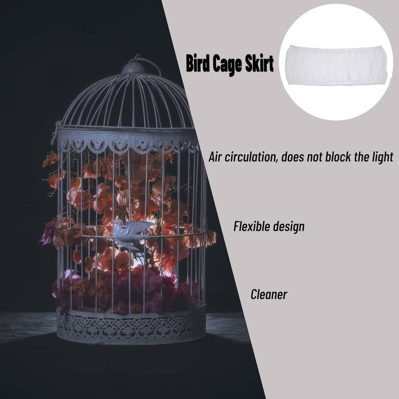 Hakeeta Bird Cage Skirt, Mesh Bird Seed Catcher, Birds Cage Airy Net Cover, Soft Nylon Ventilated Skirt Traps Cage Basket Seed Guard Parrot with Adjustable Drawstring.(Large Size-XL White - BeesActive Australia