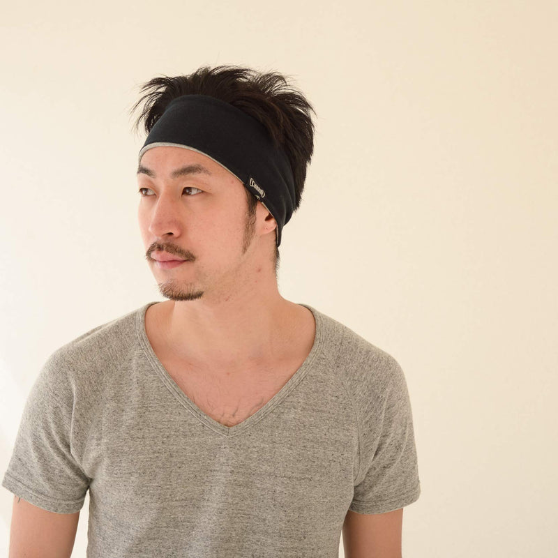 [AUSTRALIA] - Mens Sweat Wicking Sports Headband - Reversible Absorbing Cotton Made in Japan Brown-black 