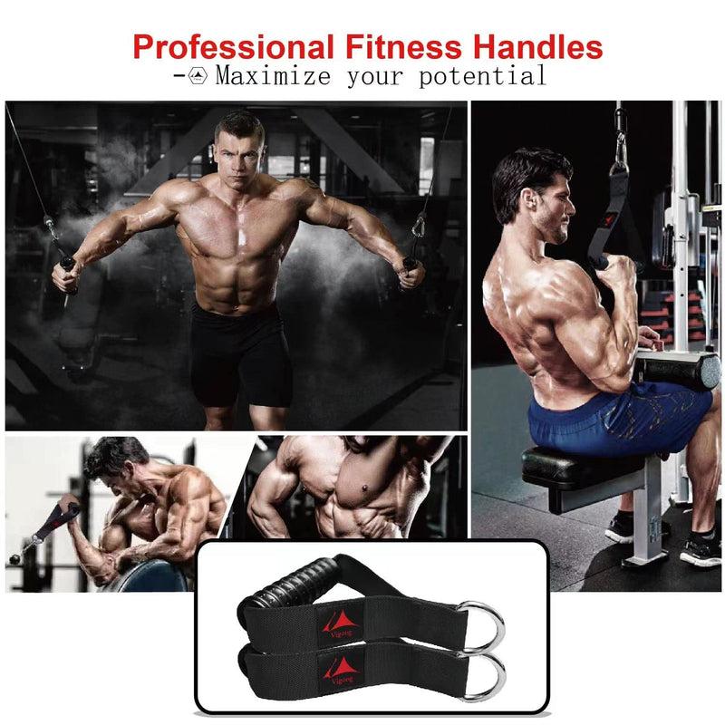 Vigoog Heavy Duty Gym Workout Handles Attachment for Cable Machine,Resistance Band,Pulley System Home Exercise Equipment, Compatible with Bowflex,Total and Smith, Comfortable and Stronger Grip Space black - BeesActive Australia