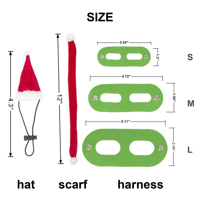 ADOGGYGO Christmas Bearded Dragon Santa Hat Scarf Lizard Leash Harness Set - Lizard Christmas Costume Christmas Scarf and Hat + 3 Pack Bearded Dragon Harness Leash for Reptile Christmas Green & Red - BeesActive Australia