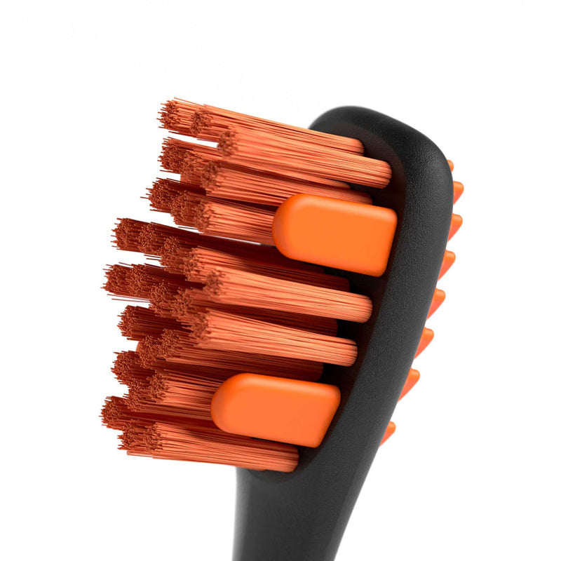 Pet Toothbrush for Dogs and Cats by Brushmate - Dual Size Angled Soft Brush Heads, Ergonomic Handle with a Flat Center That enhances Grip Control Orange - BeesActive Australia