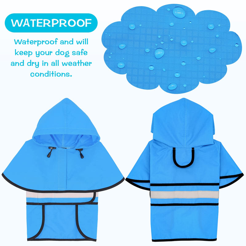 Weesiber Reflective Dog Raincoat - Waterproof Dog Rain Jacket with Hoodie - Lightweight Dog Rain Coat - Adjustable Dog Poncho - Pet Slicker for Small Medium and Large Dogs and Puppy Blue - BeesActive Australia
