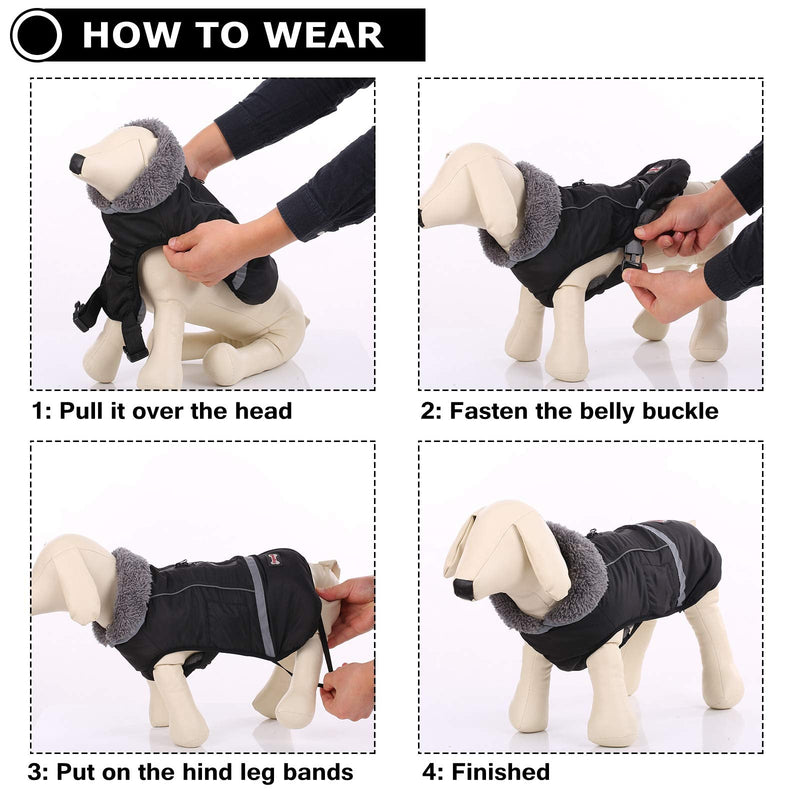 Warm Dog Coat Reflective Dog Winter Jacket，Waterproof Windproof Dog Turtleneck Clothes for Cold Weather, Thicken Fleece Lining Pet Outfit，Adjustable Pet Vest Apparel for Small Medium Large Dogs X-Large（Pack of 1） Black - BeesActive Australia