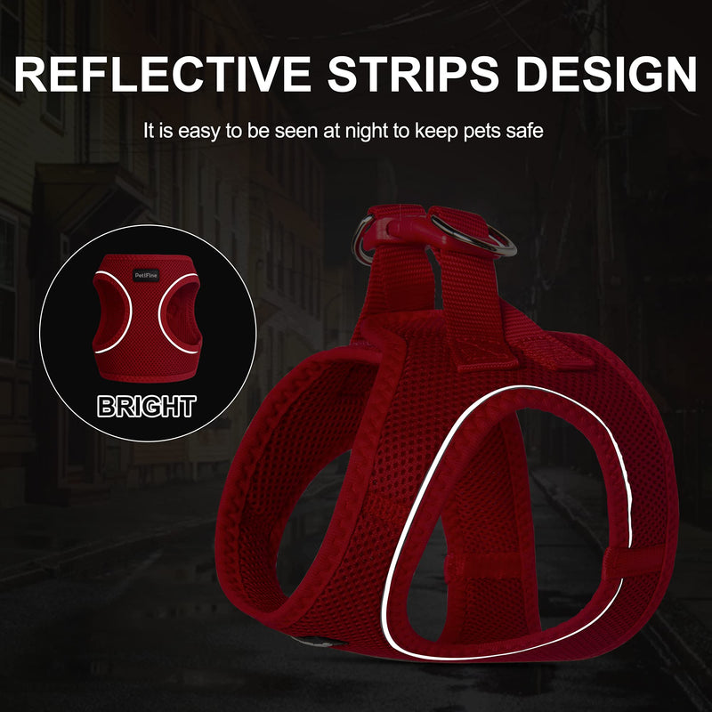 PetiFine Step in Dog Harness and Leash Set, Cat Harness and Leash Escape Proof, All Weather Mesh Reflective, Step-in Air Vest Harness for Cat Puppy Extra Small/Small/Medium Dogs… XXS | Neck: 11.4''-12.2'' Chest:12.6''-14.2'' | Red - BeesActive Australia