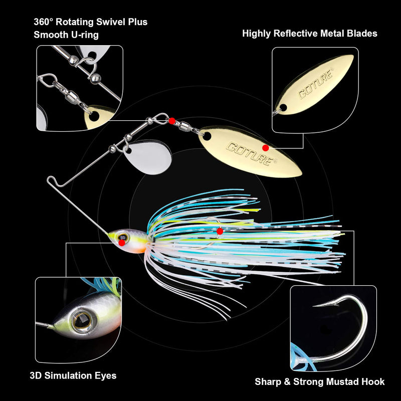 [AUSTRALIA] - Goture Fishing Lure for Bass, Spinner Baits Kits//Double Willow Blade//for Freshwater Chatterbait Fishing Lures Rooster Tail Jigs for Salmon Pike Trout Walleye（1/2/，3/8 Oz） Carina Series 2: 4 Pack (3/8oz) 