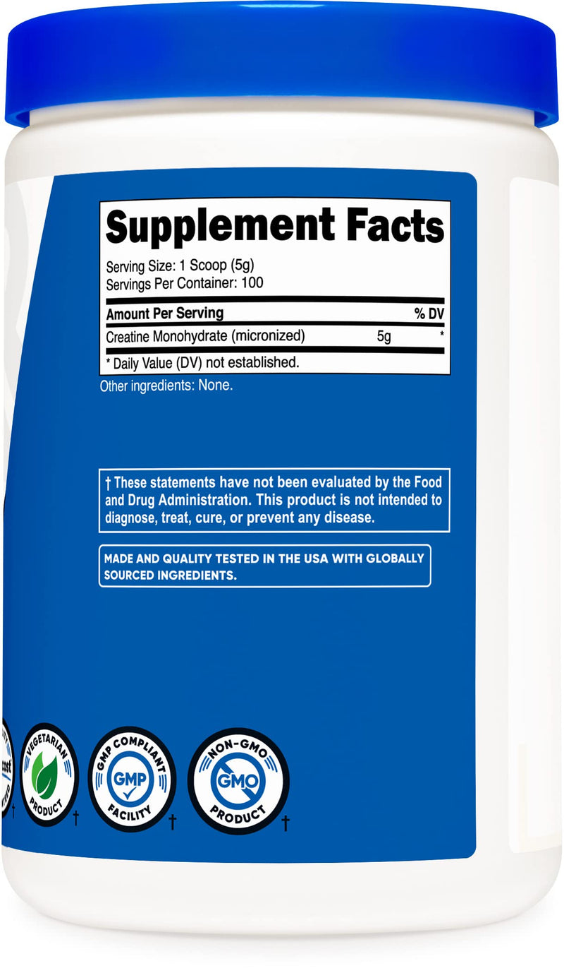 Nutricost Creatine Monohydrate Micronized Powder 500G, 5000mg Per Serv (5g) - Micronized Creatine Monohydrate, 100 Servings 1.11 Pound (Pack of 1) - BeesActive Australia
