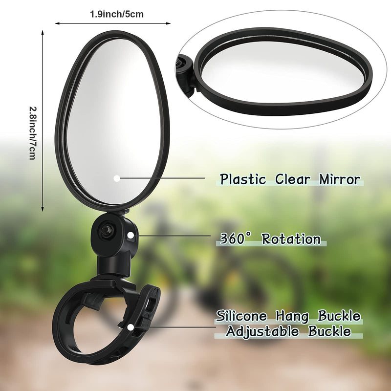 2 Pieces Bike Mirror 360 Degree Adjustable Rotatable Handlebar Mirror Wide Angle Bicycle Mirror Cycling Rear View Mirror Shockproof Acrylic Convex Mirror Safe Rearview Mirror for Mountain Road Bike - BeesActive Australia