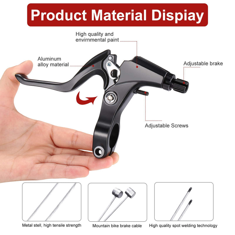 Complete Bike Brake Set, Black Front and Rear Bike MTB Hybrid Brake Inner and Outer Cables and Lever Kit Includes Callipers Levers Cables Black - BeesActive Australia