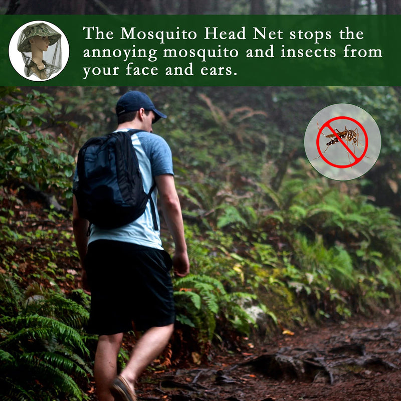 4Pcs Mosquito Head Net Anti Insect Midge Net Head Cover, Head Net Mesh for Outdoor Hiking Camping Fishing, Green - BeesActive Australia