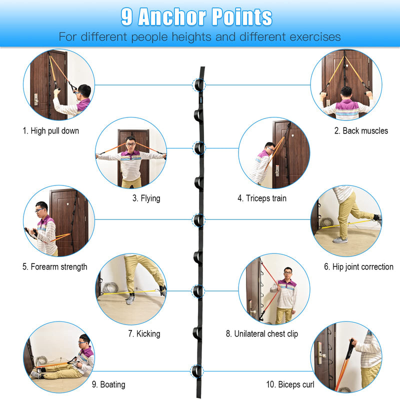 Brebebe Door Anchor Strap for Resistance Exercise, Resistance Bands with Handles Pull Bar, New Perfect Portable Home Gym, All-in-One Complete Workout Equipments for Full Body Exercise 1 Door Anchor+ 2 Handles Set - BeesActive Australia