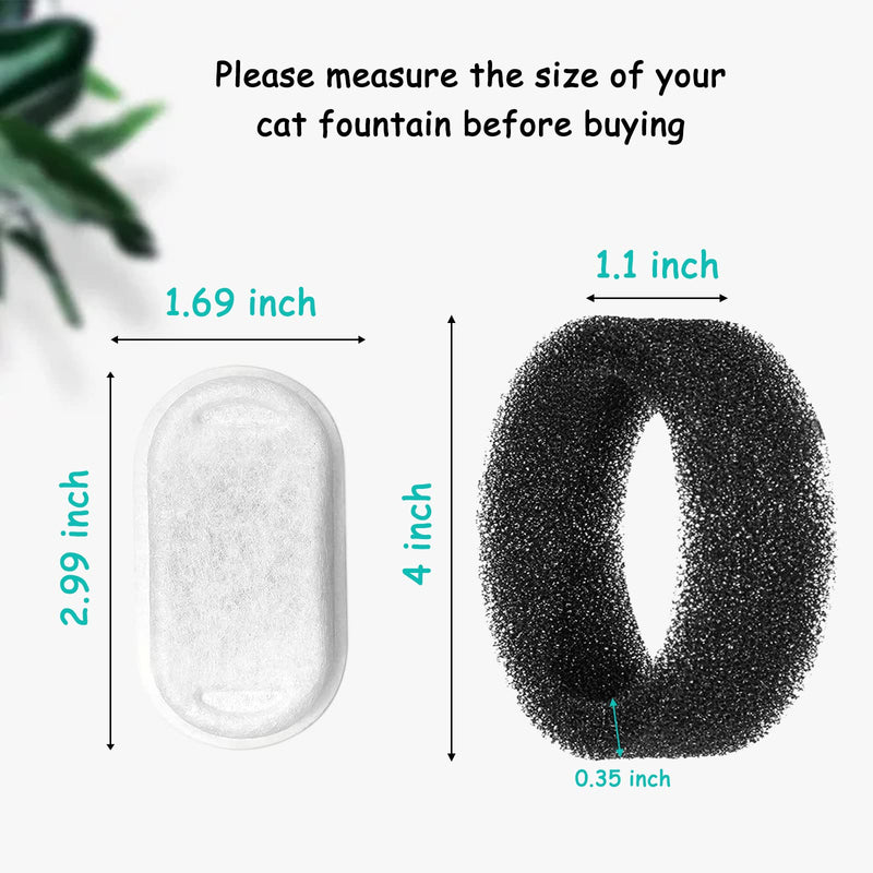 4 Pack / 8 Pack /12 Pack Cat Water Fountain Filters for Stainless Steel 67oz/2L Adjustable Water Flow Pet Fountain, Pet Replacement Filters with 4 Pack / 8 Pack /12 Pack Sponges 4 Filters& 4 Sponges - BeesActive Australia