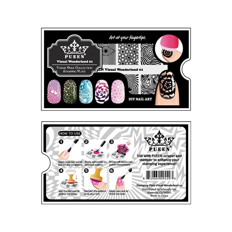 PUEEN Nail Art Stamping Plate - Visual Wonderland 01 - Theme Park Collection 125x65mm Unique Nailart Polish Stamping Manicure Image Plates Accessories Kit - BH000714 - BeesActive Australia