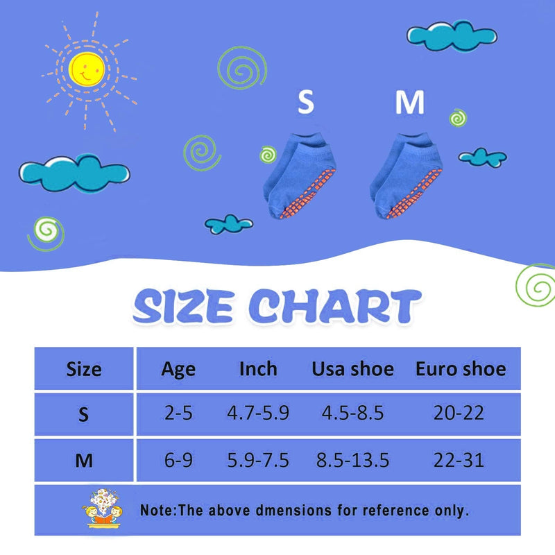 Kids Grips Ankle Socks Non Slip Trampoline Socks Anti-Skid Sticky Indoor Breathable Socks 4 Pairs for Children 2-9 Years 01 Black+dark Purple+blue+green 2-5T - BeesActive Australia