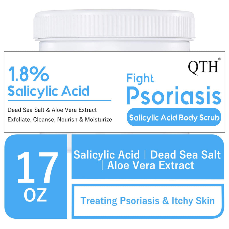 QTH Eczema Psoriasis Body Scrub Salicylic Acid & Dead Sea Salt for Body Acne Treatment, Gently Exfoliator Moisturize Reduce Dry, Itchy Skin 17.6 fl.oz Fragrance Free - BeesActive Australia