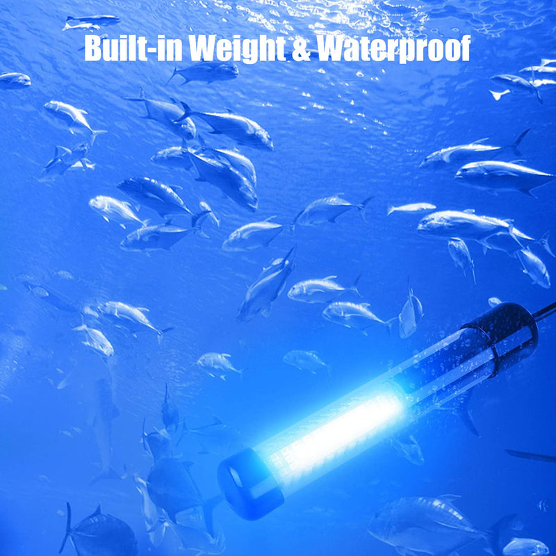 12V 14W 30W 180 LED Submersible Fishing Light Underwater Night Fishing Finder Crappie Squid Light Lure Bait Boat Shad Shrimp Fish Finder Lamp, Deep Drop Water Ice Fishing Attracting Light with 5M Cord Blue - BeesActive Australia