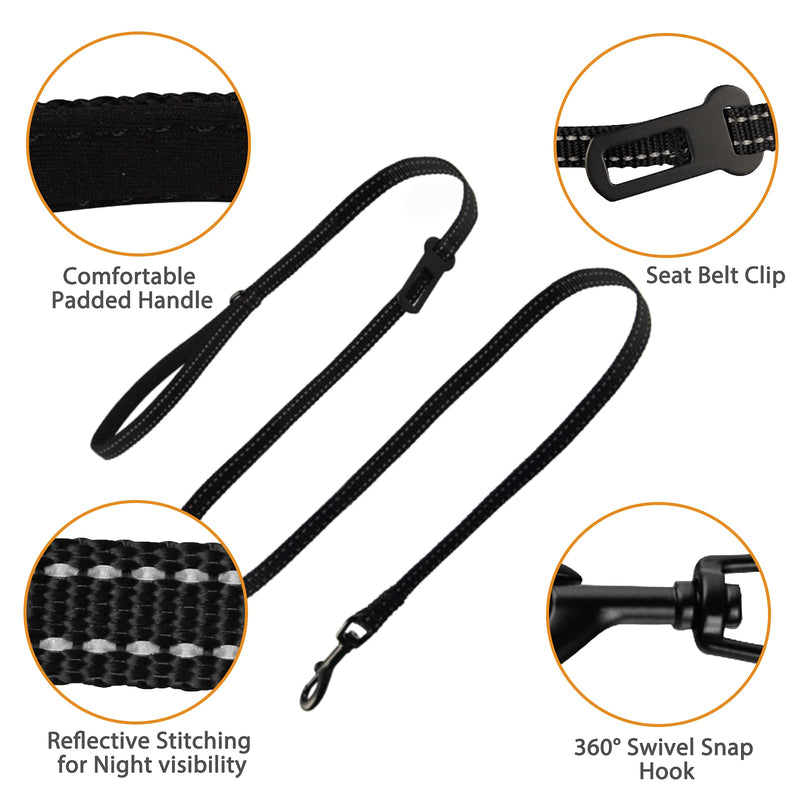 PetBonus 2 Pack Cat Leashes, Reflective Walking Nylon Leash, Escape Proof Clip and Cat Seat Belt, Pet Leash with 360 Degree Swivel Clip for Kittens, Puppies, Rabbits, Small Animals Black, Light Blue - BeesActive Australia