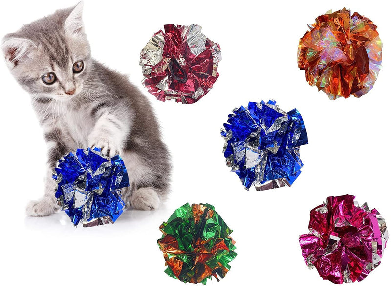 20 Pcs 2.2 Inch Cat Crinkle Balls Cat Toys Balls for Indoor Kittens Exercise and Cats Play and Chase - BeesActive Australia