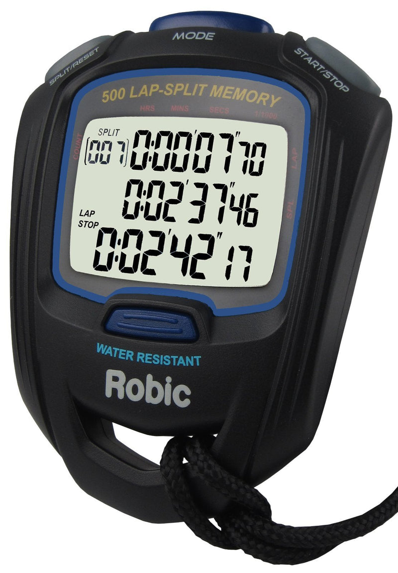 Robic 500 Dual Memory Stopwatch (SC757W) Black/Blue NA - BeesActive Australia