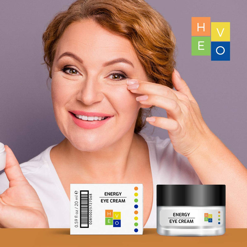 HE-VO Energy Eye Cream | Anti-Wrinkle Eye Cream for Dark Circles & Under Eye Bags | Hydrolyzed Silk Peptides | 0.67 Oz - BeesActive Australia