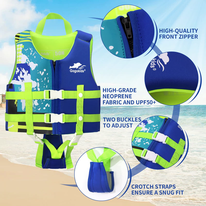 Toddler Swim Vest, Floaties for Toddlers, Kids Swim Vest Floation Swimsuit Swimwear with Adjustable Safety Strap for Unisex Children Blue 2-3 Years - BeesActive Australia