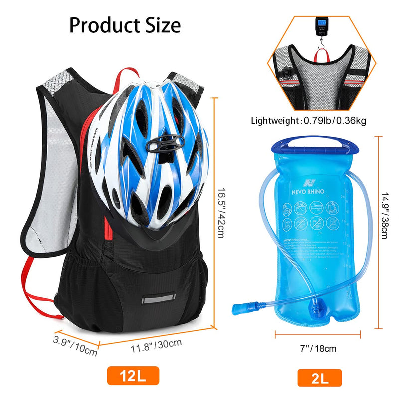 N NEVO RHINO Hydration Backpack, Running Backpack with 2L Water Bladder, Lightweight Hydro Water Pack for Cycling Biking Hiking Rave for Men Women Kids Red - BeesActive Australia