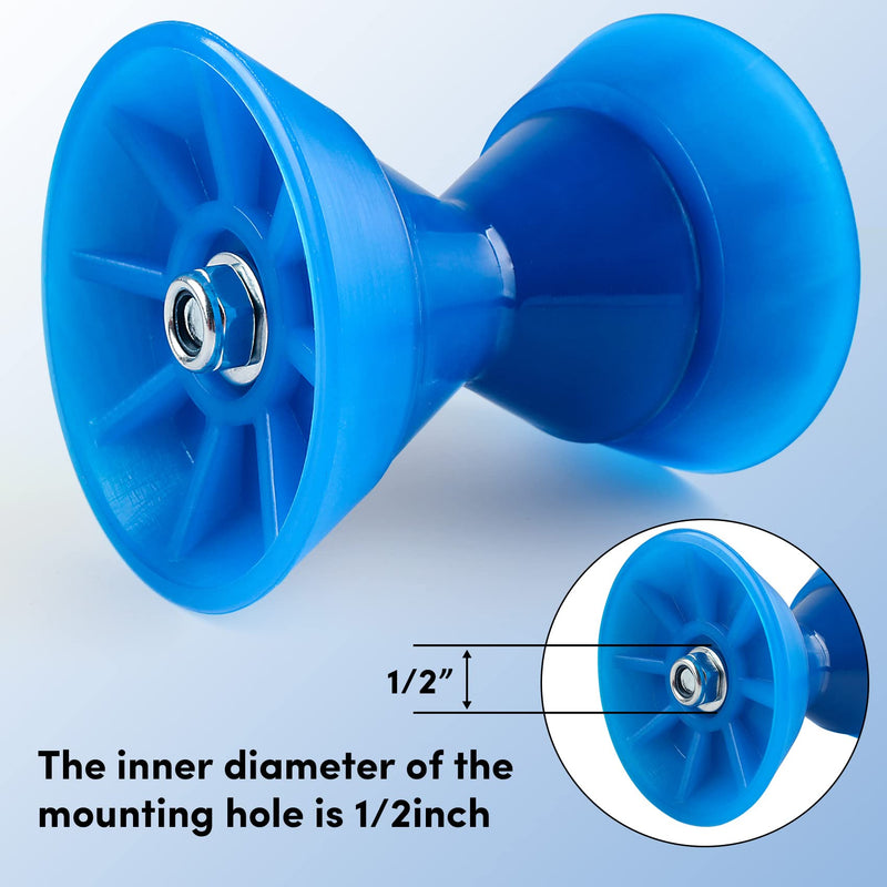VEITHI Boat Trailer Roller 3inch/4 inch (2 Size), 3-Piece Polyurethane Bow Roller with 1/2" Shaft and with End Bells, Boat Trailer Bow Roller,for Stopping Boat Trailer- (2 Color) 3" Blue - BeesActive Australia