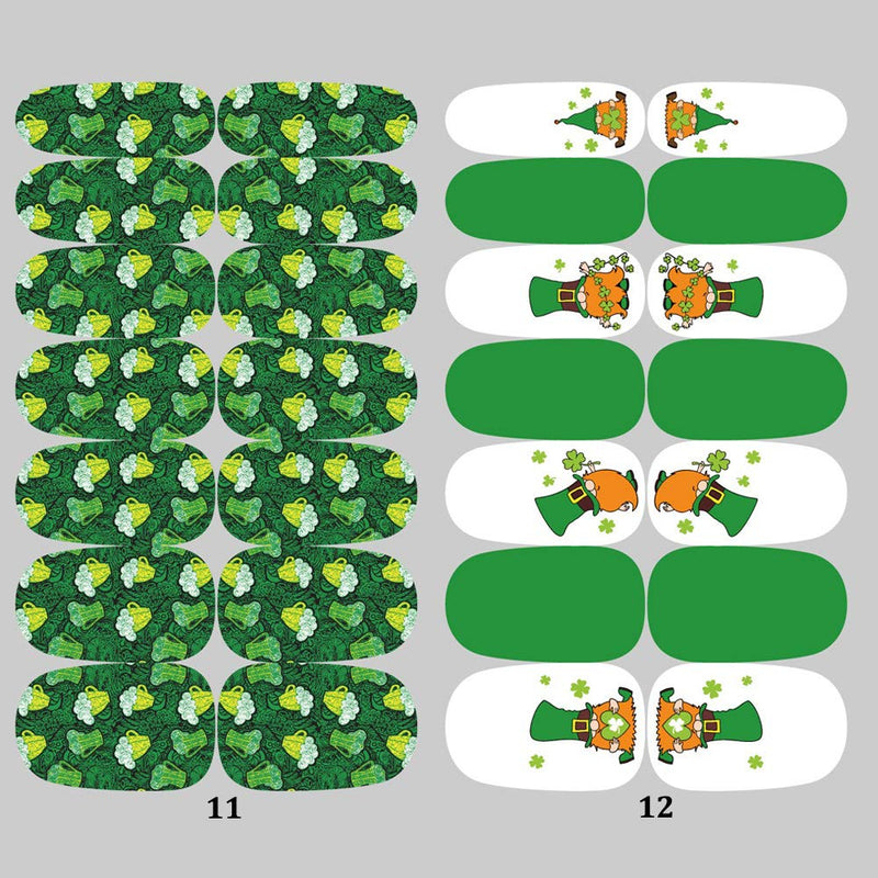 Macute St. Patrick’s Day Nail Polish Stickers 12 Sheets Full Wrap Nail Polish Strips Self Adhesive Full Cover Nail Art Stickers Decals with Nail File for Women St. Patrick’s Day DIY Nail Decorations - BeesActive Australia