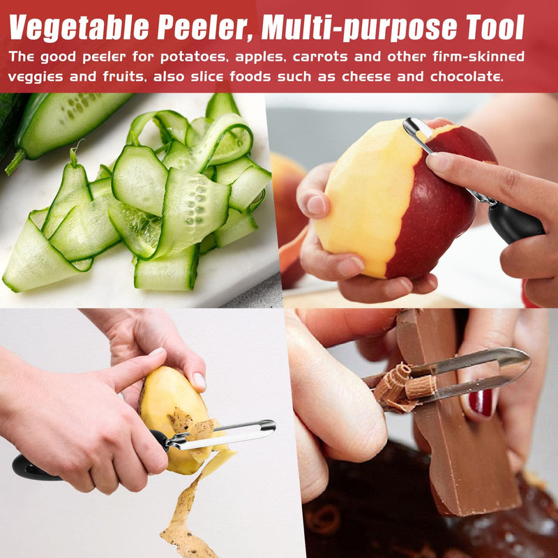 Professional #1071 Vegetable Peeler, Stainless Steel Fruit Potato Peeler, Swivel Vegetable Peeler with Easy Grip Ergonomic Handle & Ultra Sharp Stainless Steel Blades, 7 1/4 Inch Black - BeesActive Australia
