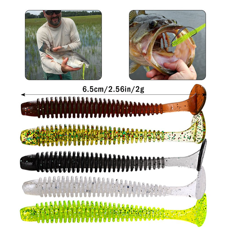 [AUSTRALIA] - YONGZHI Fishing Lures for bass Trout Walleye Paddle Tail swimbaits Fishing Worms with Weighted Fishing Hooks for Freshwater and Saltwater Fishing with Free Tackle Box A-paddle lures with hooks 
