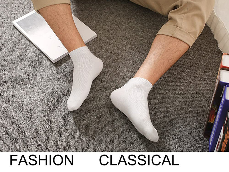 100% Cotton Ankle Socks for Men,Mens Running Socks Low Cut (Size 6-9,7 Pairs) White - BeesActive Australia