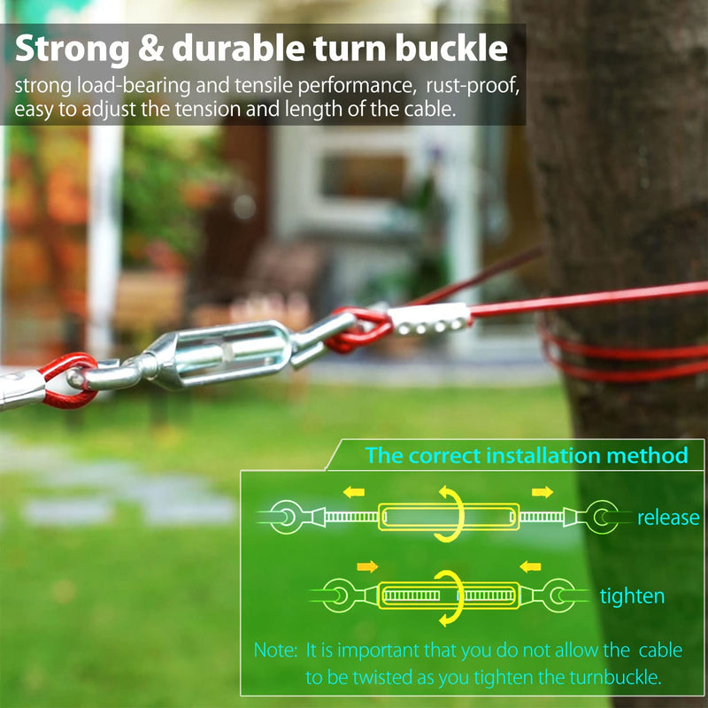 100ft Heavy Dog Tie Out Trolley System for Two Dogs - 10 ft Strong Dog Runner Cable for Yard Camping - Durable Dog Zipline Tie Out for Large Medium Small Dogs Up to 250 lbs 100 ft for two dogs up to 250 lbs Red - BeesActive Australia