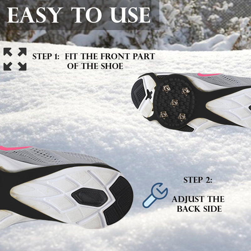 Perfect Life Ideas Ice Grippers Cleats for Shoes and Boots - 2 Pack Anti Slip Shoe Grip Crampons Spikes for Snow and Ice Make Winter Walking Safer and Provide Stability for Both Men and Women - BeesActive Australia