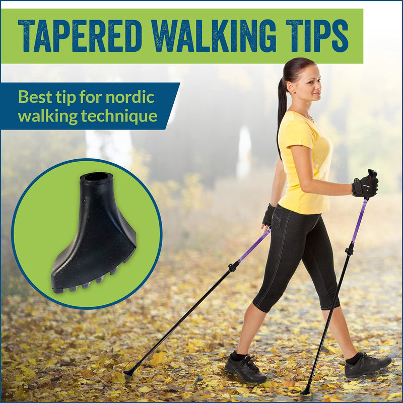 Pack of Extra Durable Rubber Replacement Tips (Replacement Feet/Paws/Ferrules/Caps) for Trekking Poles - Fits All Standard Hiking and Nordic Walking Poles Firm Nordic Tapered (4) 4 Pack - BeesActive Australia