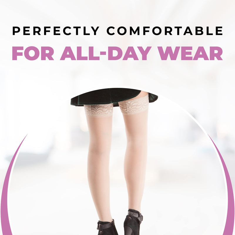 ITA-MED Sheer Compression Stockings - 23-30 mmHg, Thigh High, Closed Toe, Nude, Medium - BeesActive Australia