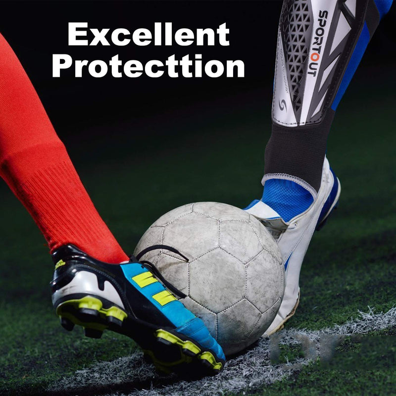Sportout Kids Youth Adults Soccer Shin Guards with Protective Hard Shell,Offers Comprehensive Protection for Your Kids' Legs. Large Black 2.0 Pro - BeesActive Australia