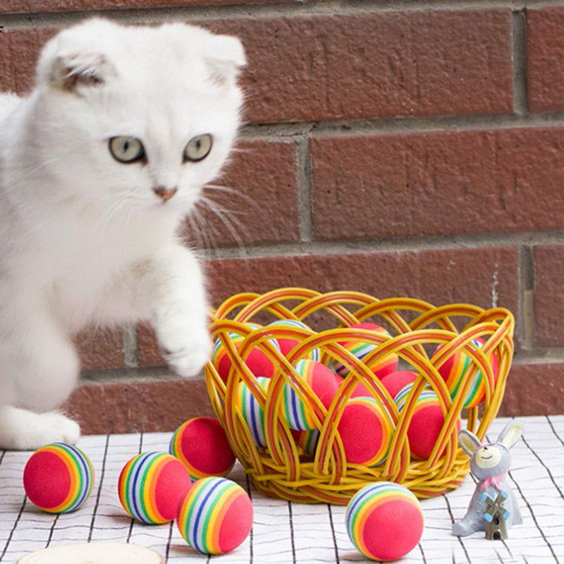 Bepets 12PCS Foam Balls for Cats, Colorful Rainbow Ball Cat Toy Sponge Ball Cat Toy Ball, Soft Pet Ball Toy for Cat Puppy Kitty Indoor Activity Play Training 12 - BeesActive Australia