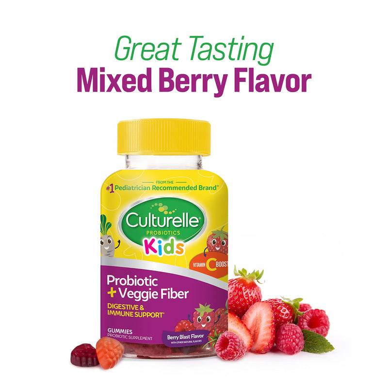 Culturelle Daily Probiotic for Kids + Veggie Fiber Gummies (Ages 3+) - 30 Count - Digestive Health & Immune Support – Berry Flavor with a Vitamin C Boost Kids (30 Count) - BeesActive Australia
