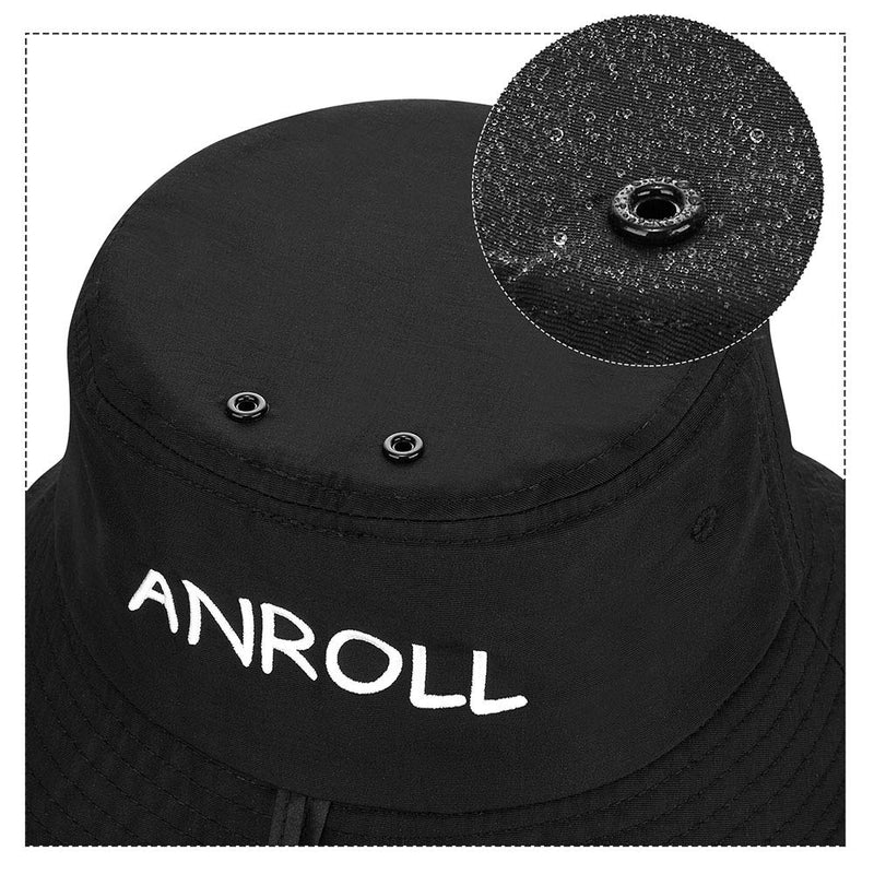 Anroll Surfing Bucket Hats with Securing Chin Strap for Men and Women Surf Cap Fast Drying Black - BeesActive Australia