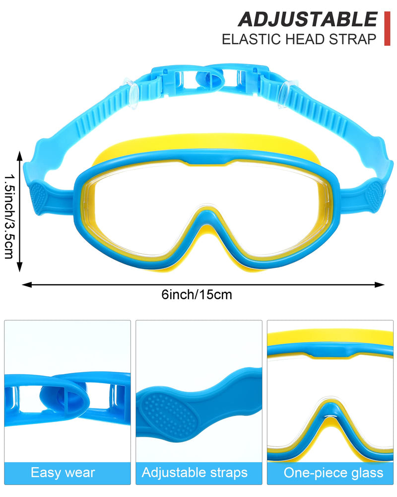 6 Pack Kids Swim Goggles, Swimming Glasses for Children from 3 to 15 Years Old Snorkel Diving Mask Clear Wide Vision Toddler Goggles with Nose Clip and Ear Plugs, Multicolor - BeesActive Australia