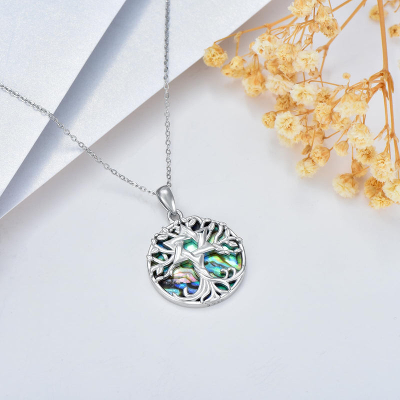 KQF Tree of Life Necklace for Women 925 Sterling Silver David Star Pendant Abalone Shell Tree Jewelry for Girls - BeesActive Australia
