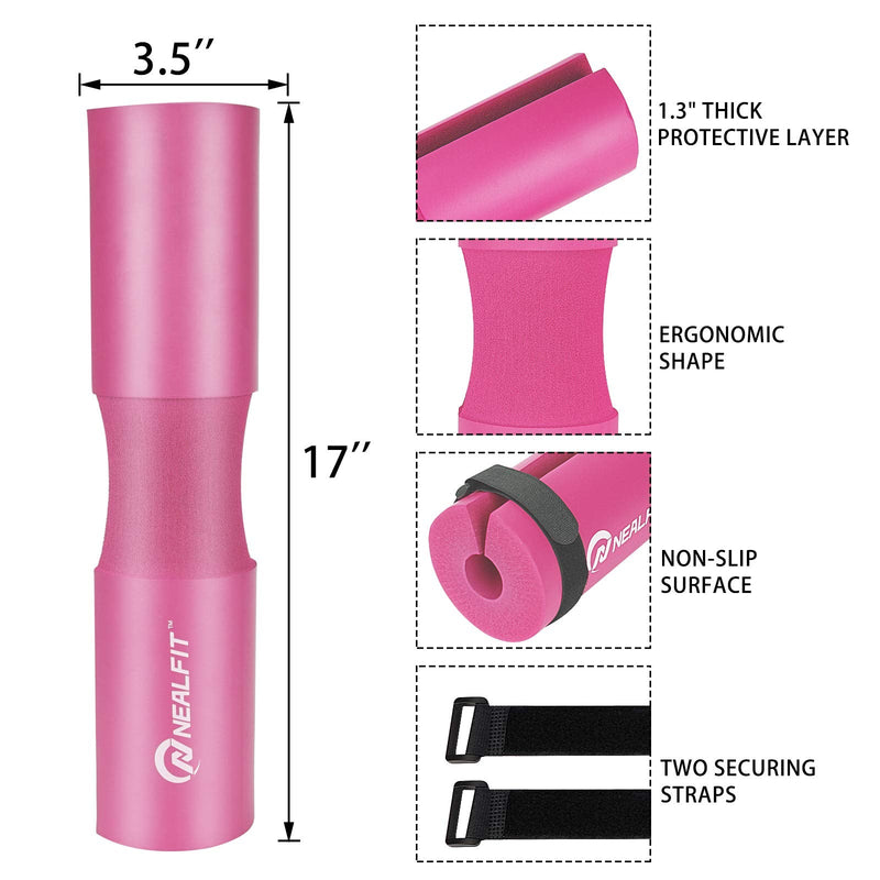 NEALFIT Barbell Pad Squat Pad for Squats—Squat Bar Pad—Great for Weightlifting,Lunges and Hip Thrusts—Foam Sponge Pad—Fit Standard and Olympic Bars Perfectly Pink - BeesActive Australia