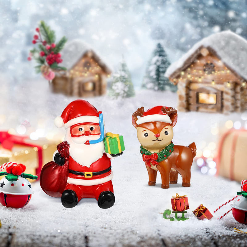 POPETPOP 2Pcs Christmas Aquarium Decorations- Resin Fish Tank Decoration Santa Claus Reindeer Micro Landscape Ornaments for Holiday Fish Tank Supplies Table Decor Santa Claus + Reindeer - BeesActive Australia
