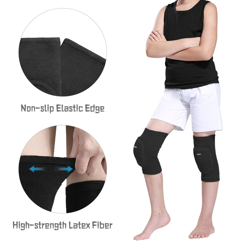 ONTYZZ Kids Knee Pads with Thicken Sponge Padding Breathable Stretchy Cotton Knee Pads Soft Knee Pads Guards Protective for Roller Skateboard Bike Scooter Outdoor Sports Black Small（6.7-10.2 inches） - BeesActive Australia