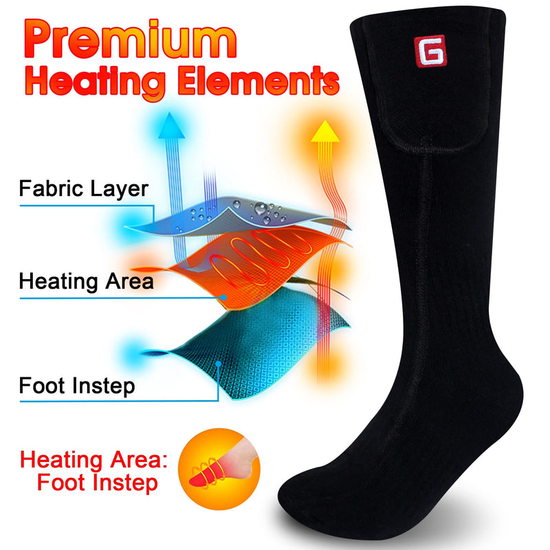 Magnolia Heated Socks, Men Women Electric Rechargeable Battery Powered Socks Winter Warm Foot Warmers with 3 Heat Settings, Thermal Socks for Skiing Camping Motorcycling Medium Black - BeesActive Australia