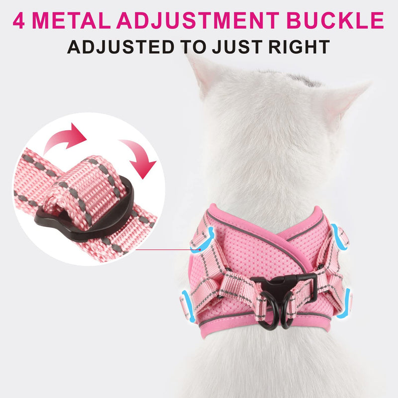Otunrues Cat Harness and Leash Set for Walking Escape Proof, Easy-to-WEAR Adjustable Cat Harness with Reflective Strap - Comfort Fit for Pet Kitten Cat Large Pink - BeesActive Australia